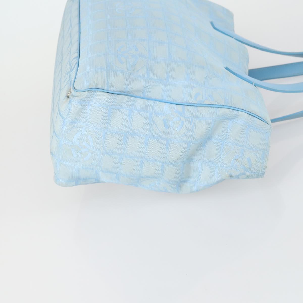 CHANEL New Travel line Tote Bag Nylon 2 Set Blue Beige CC Auth BA8965