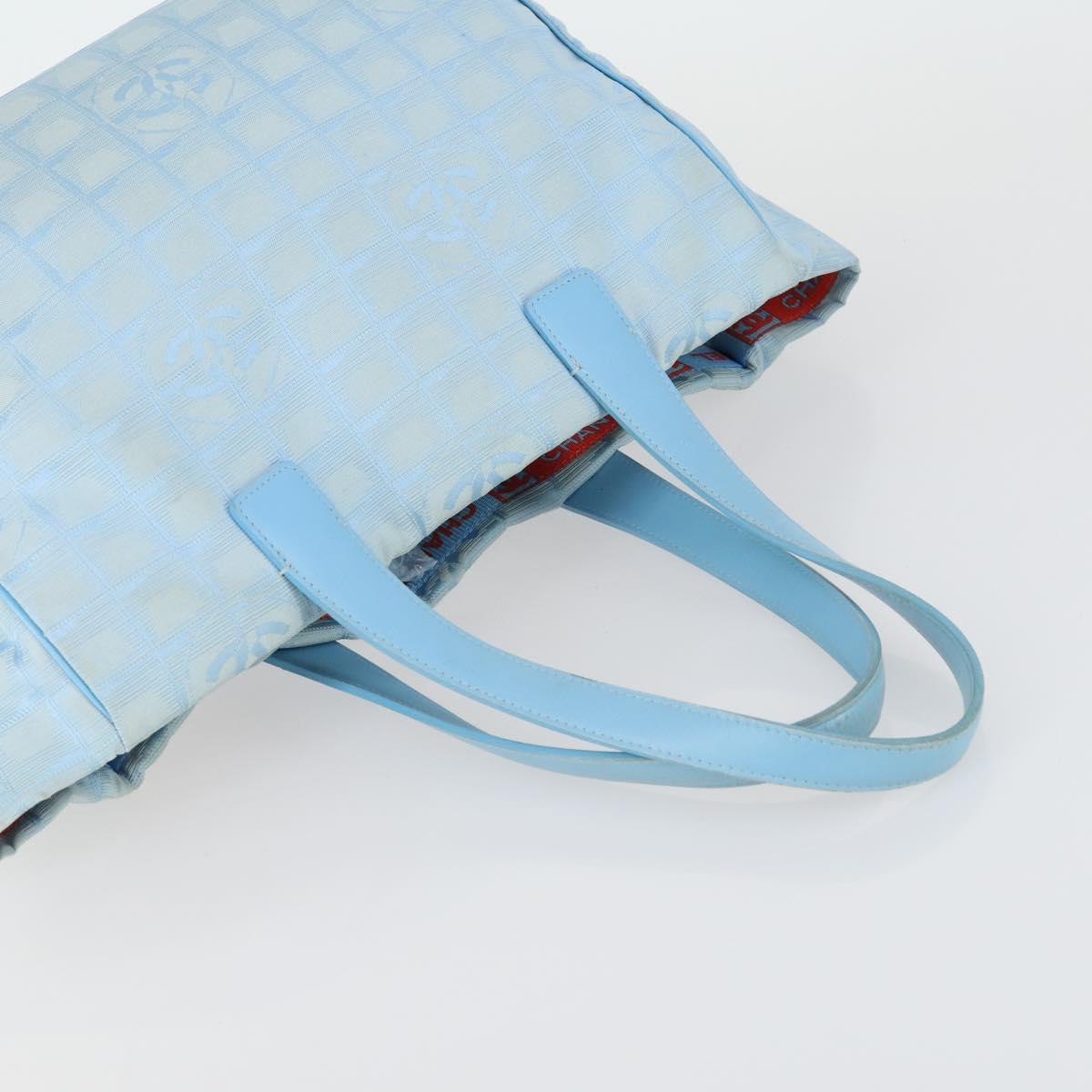 CHANEL New Travel line Tote Bag Nylon 2 Set Blue Beige CC Auth BA8965