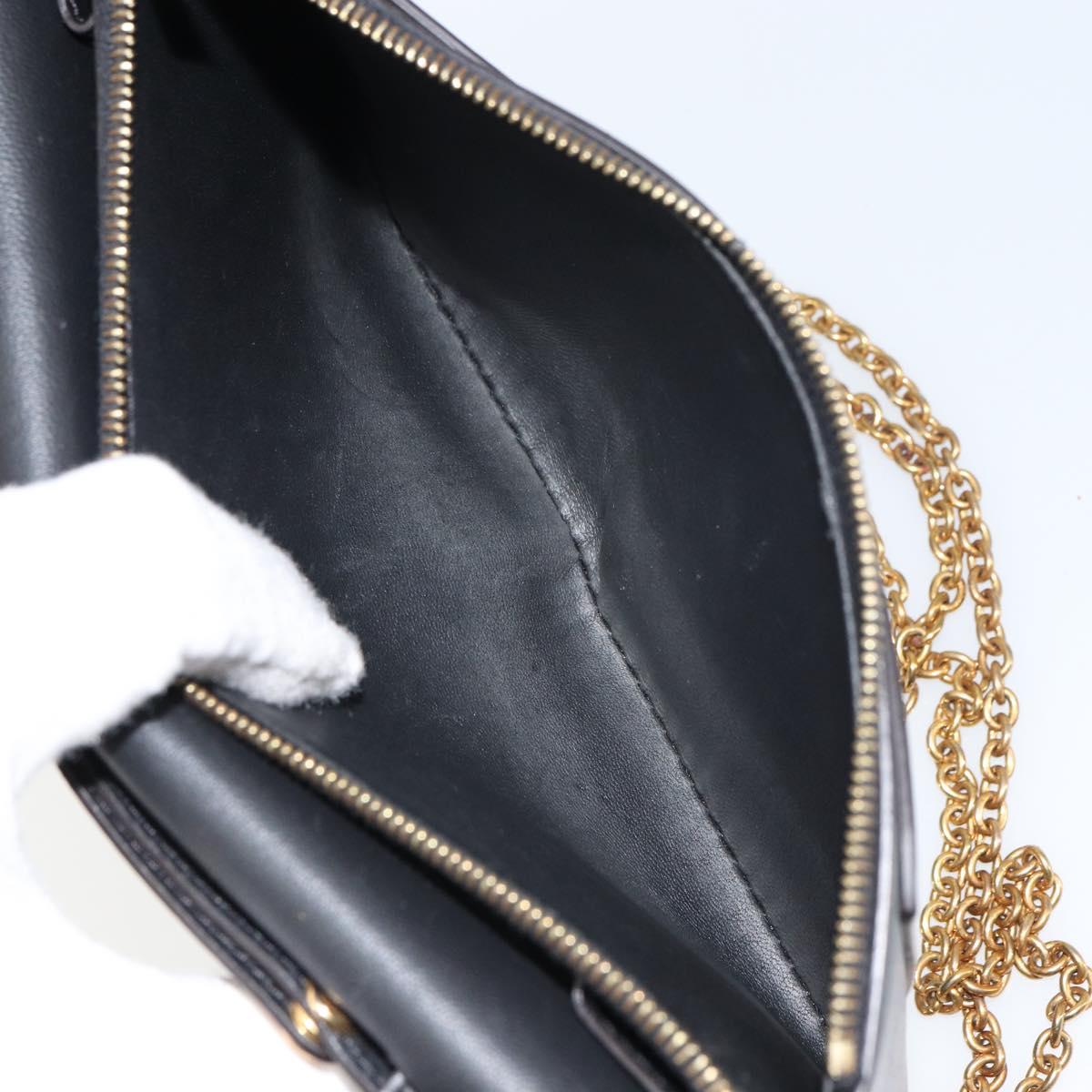 CELINE Chain Shoulder Wallet Bag Leather Multicolor Gold Auth BA8968