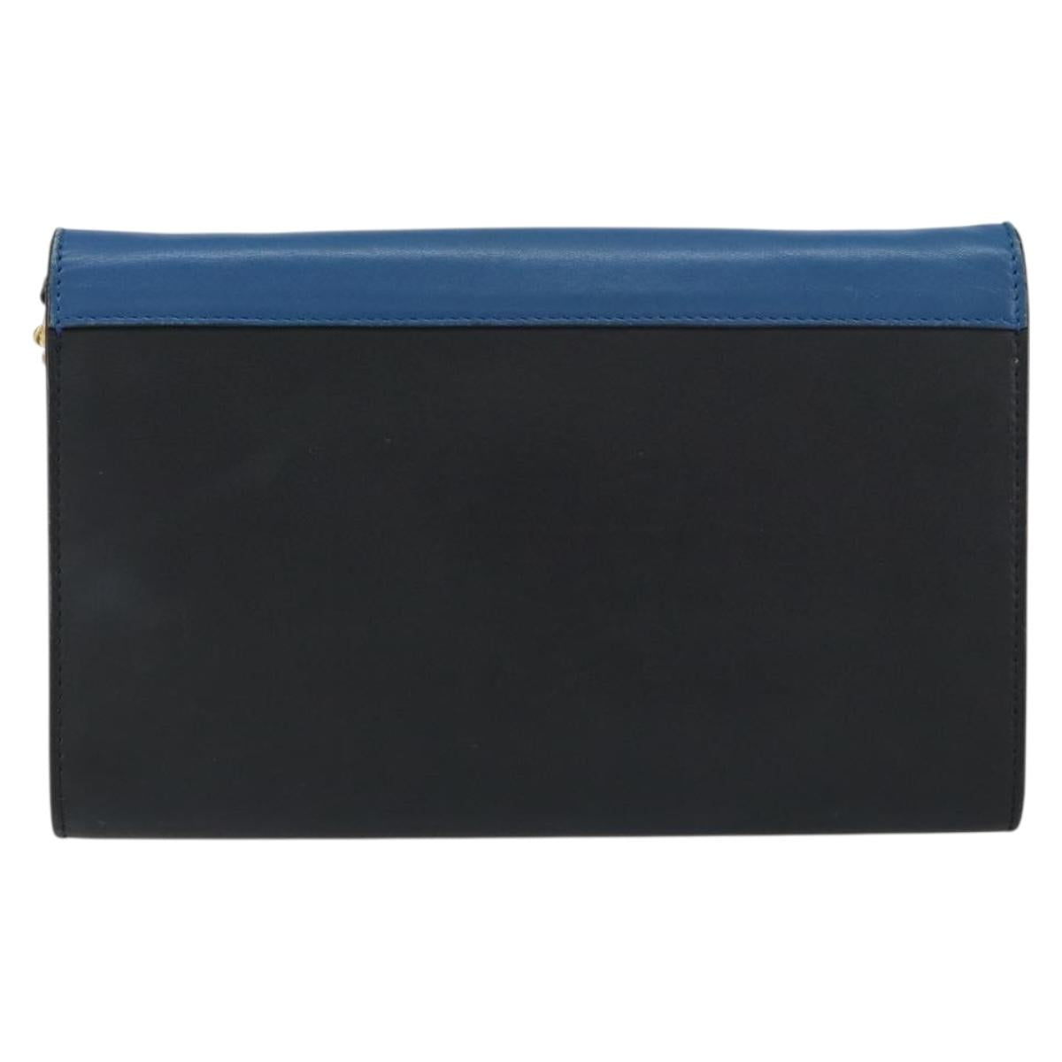 CELINE Chain Shoulder Wallet Bag Leather Multicolor Gold Auth BA8968