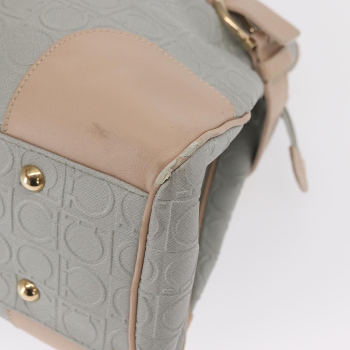 Salvatore Ferragamo Gancini Tote Bag Leather Gray Gold Auth BA8969