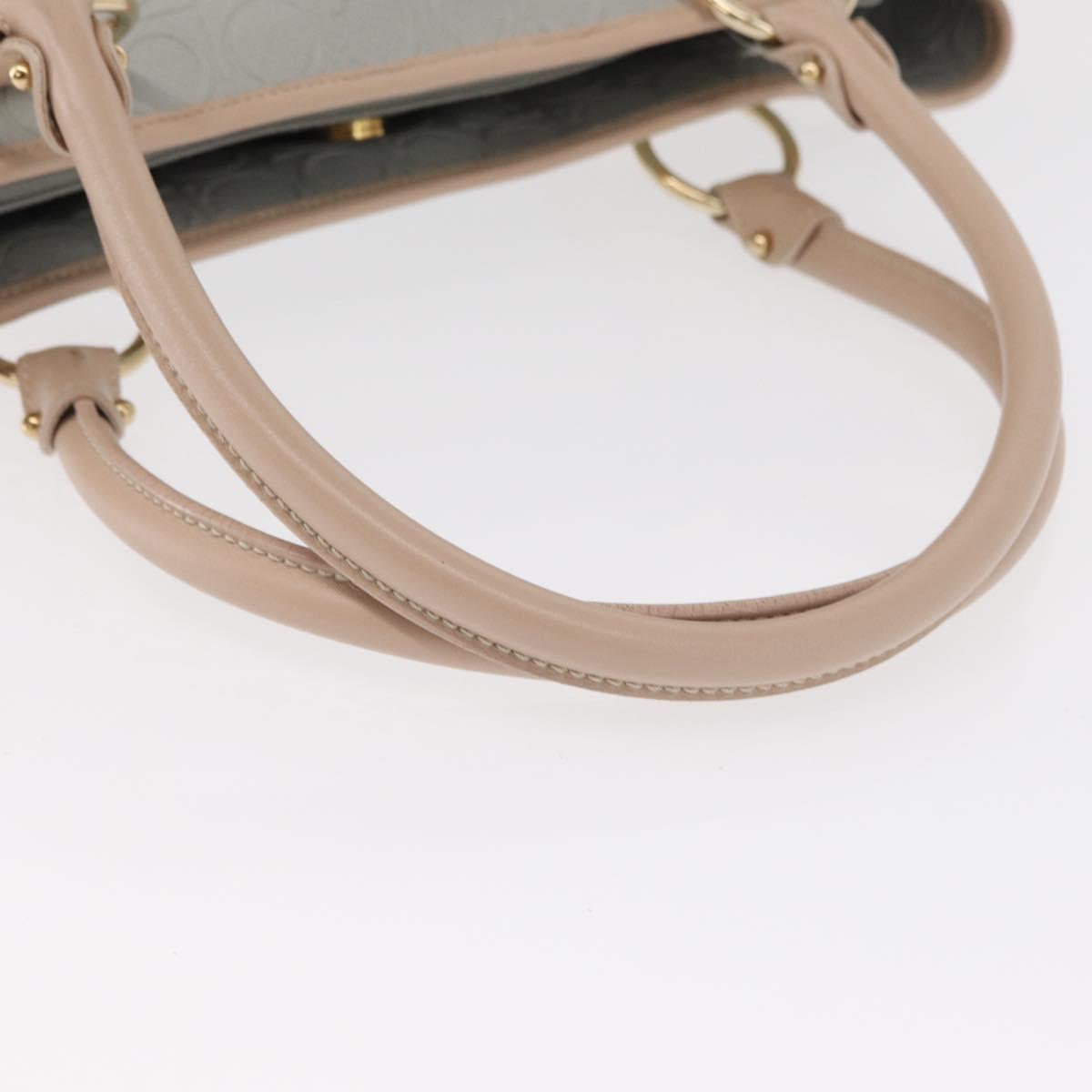 Salvatore Ferragamo Gancini Tote Bag Leather Gray Gold Auth BA8969
