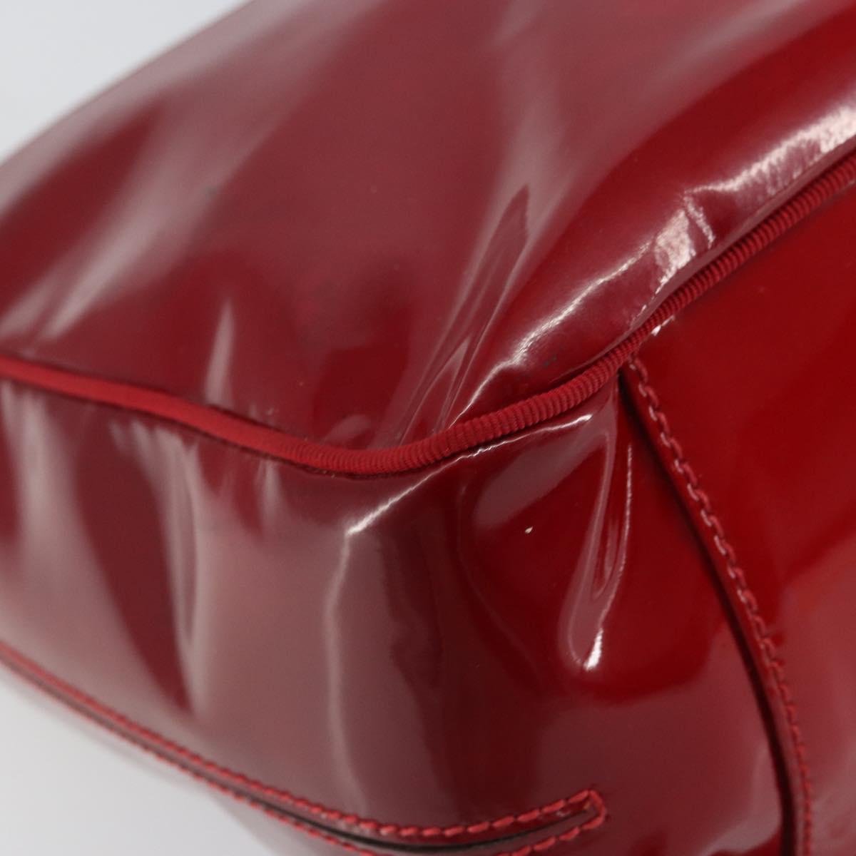 Salvatore Ferragamo Tote Bag Enamel Red Silver Auth BA8971