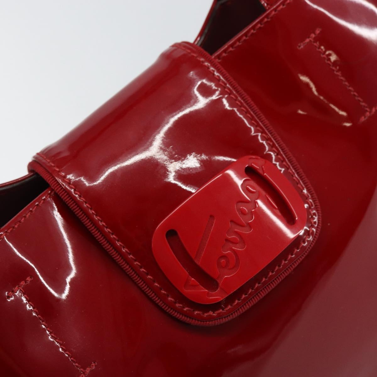 Salvatore Ferragamo Tote Bag Enamel Red Silver Auth BA8971
