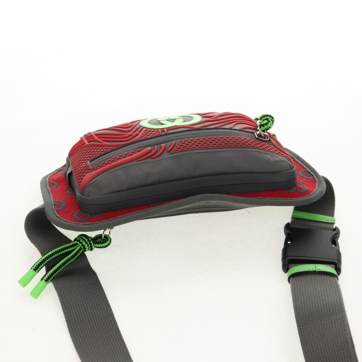 GUCCI GG Canvas Waist bag Nylon Gray Silver 752102 Auth BA8974V