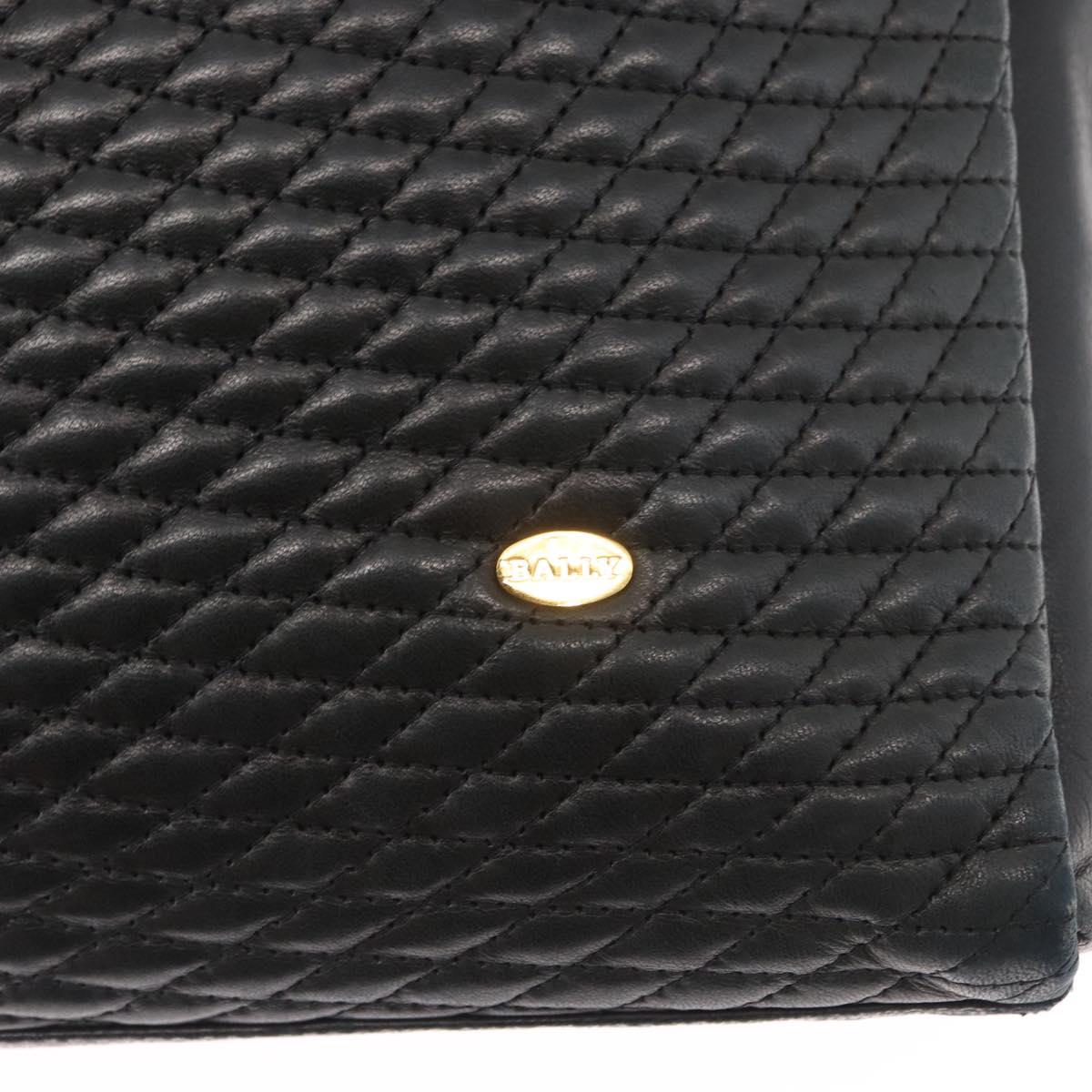 BALLY Tote Bag Leather Black Gold Auth BA8978