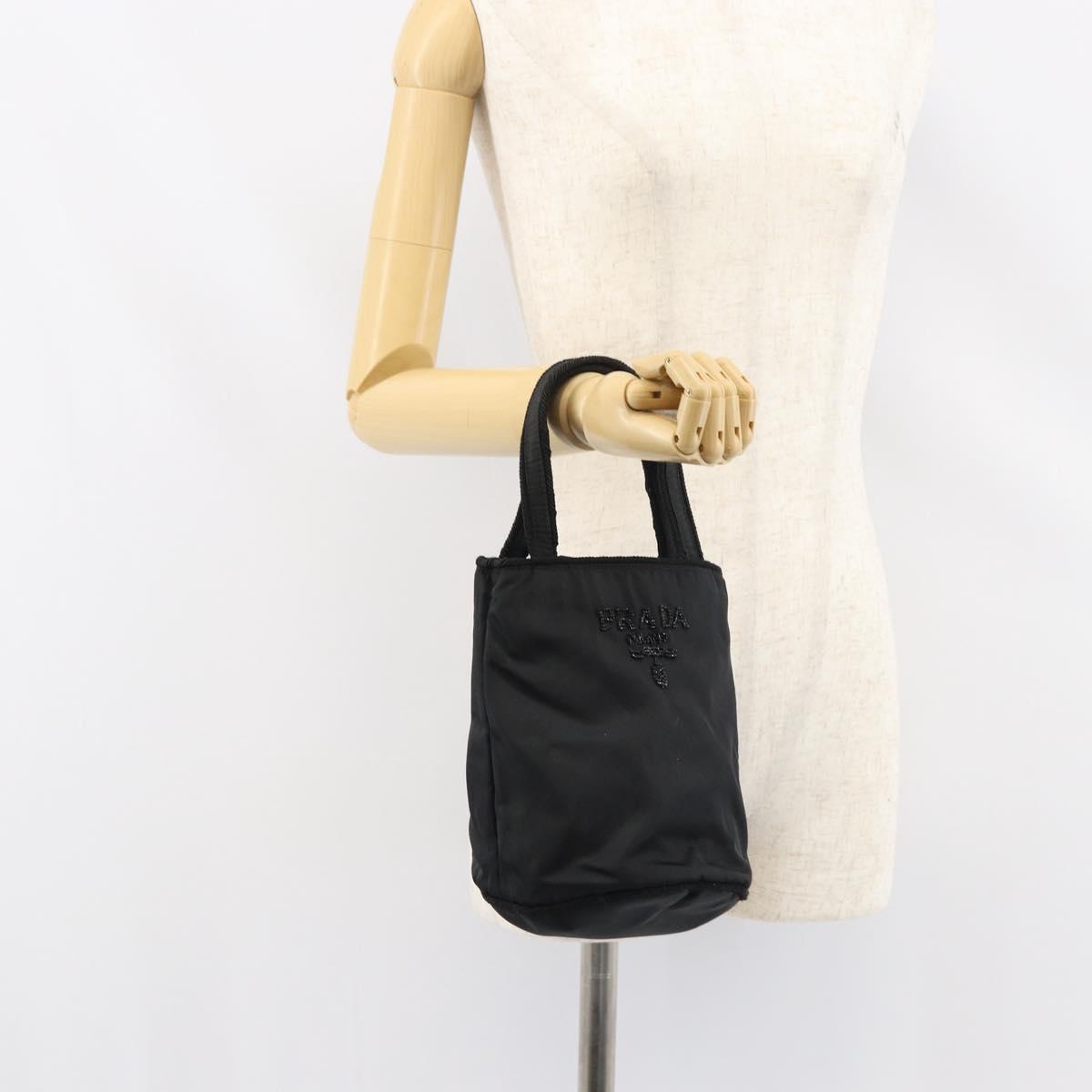 PRADA Hand Bag Nylon Black Auth BA8979