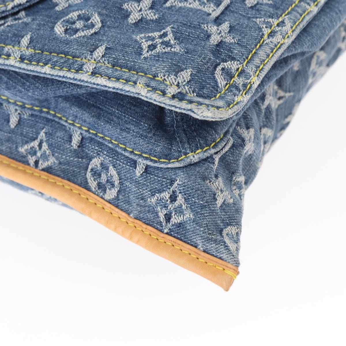 LOUIS VUITTON Monogram Denim Flat Shopper Tote Bag Blue M95018 LV Auth BA8994SAV