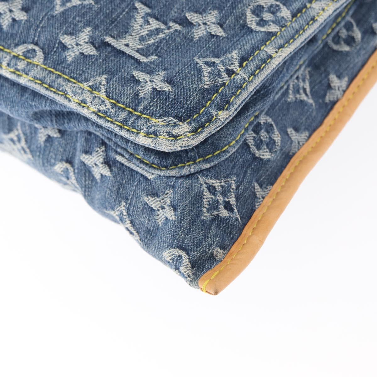 LOUIS VUITTON Monogram Denim Flat Shopper Tote Bag Blue M95018 LV Auth BA8994SAV