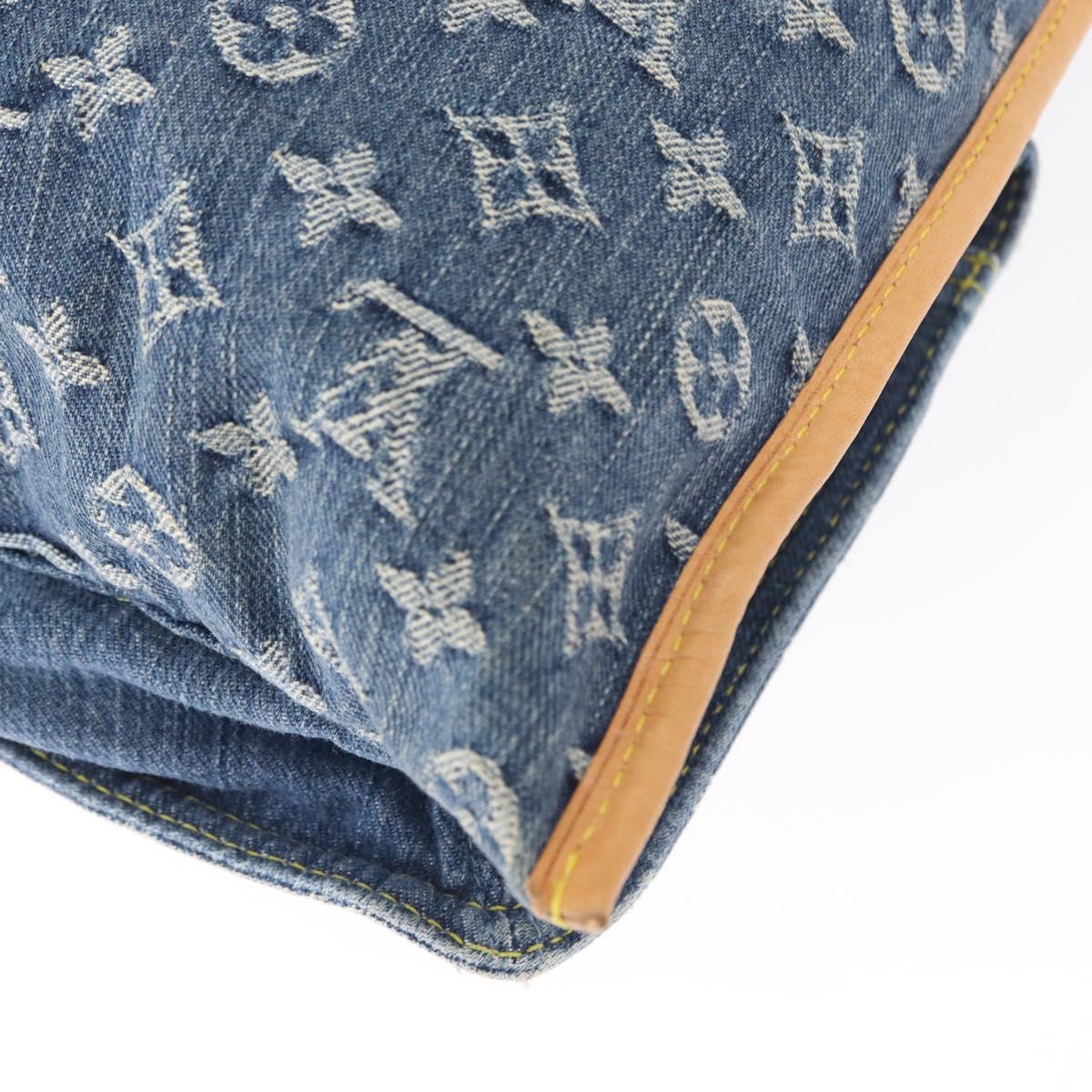 LOUIS VUITTON Monogram Denim Flat Shopper Tote Bag Blue M95018 LV Auth BA8994SAV