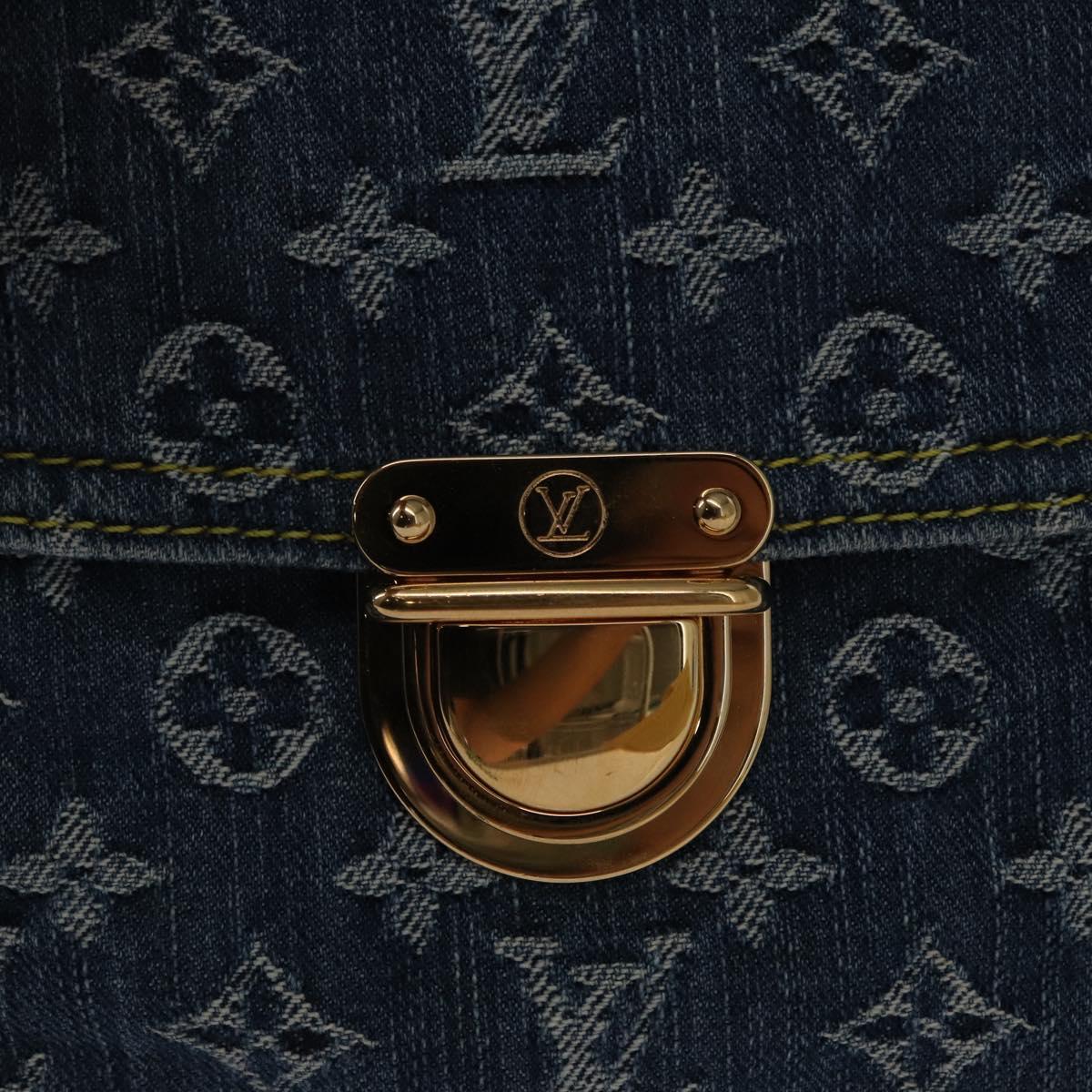 LOUIS VUITTON Monogram Denim Flat Shopper Tote Bag Blue M95018 LV Auth BA8994SAV