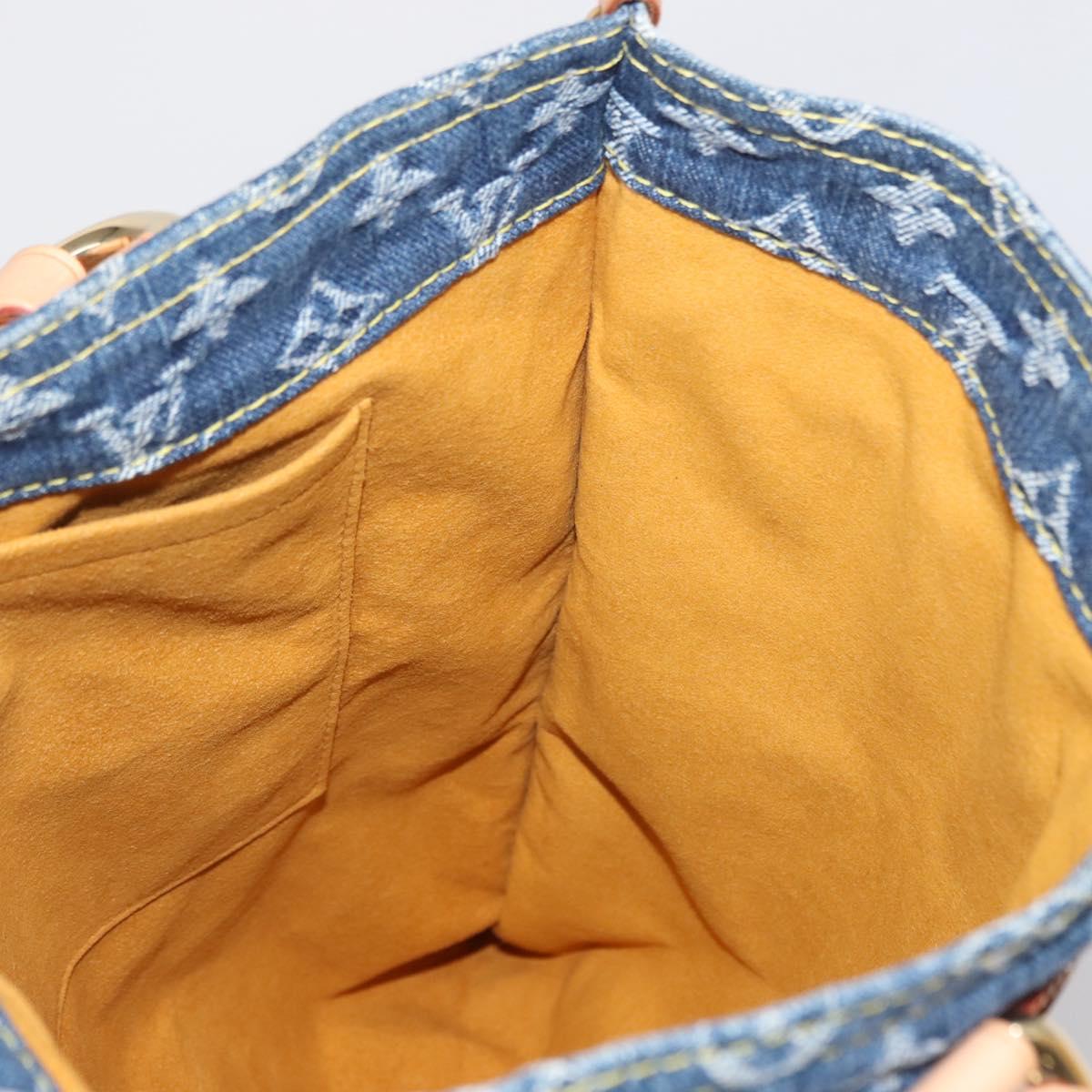 LOUIS VUITTON Monogram Denim Flat Shopper Tote Bag Blue M95018 LV Auth BA8994SAV