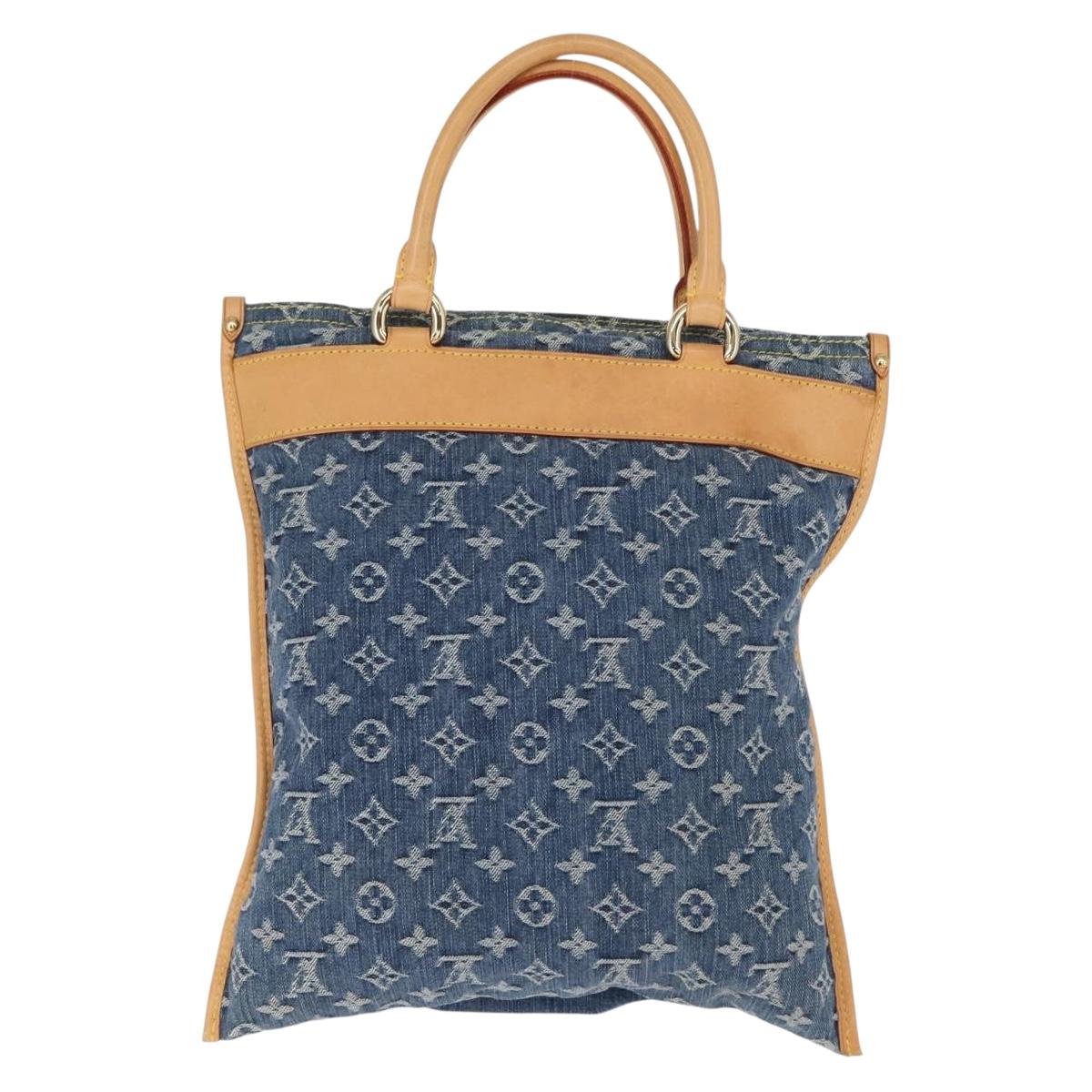 LOUIS VUITTON Monogram Denim Flat Shopper Tote Bag Blue M95018 LV Auth BA8994SAV