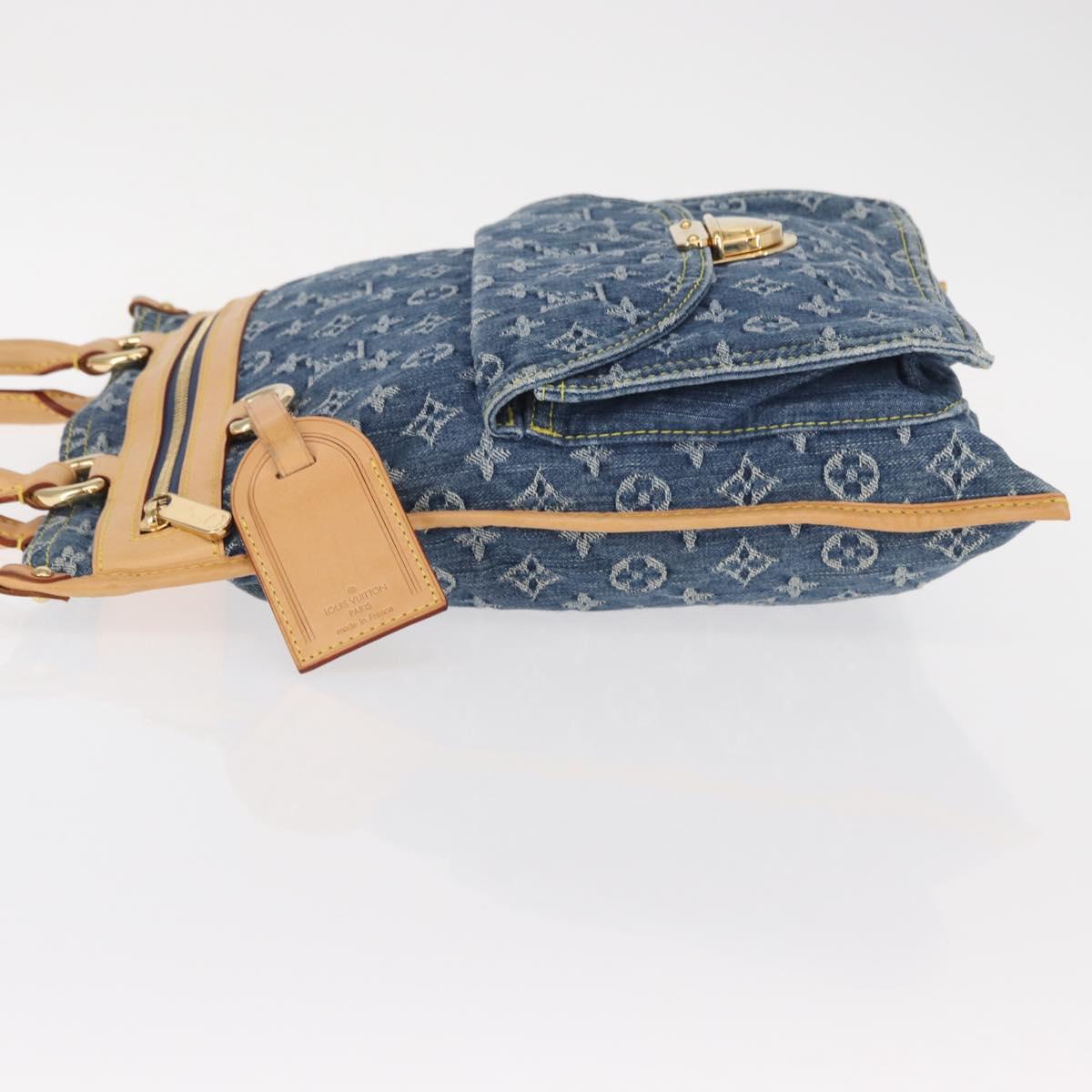 LOUIS VUITTON Monogram Denim Flat Shopper Tote Bag Blue M95018 LV Auth BA8994SAV