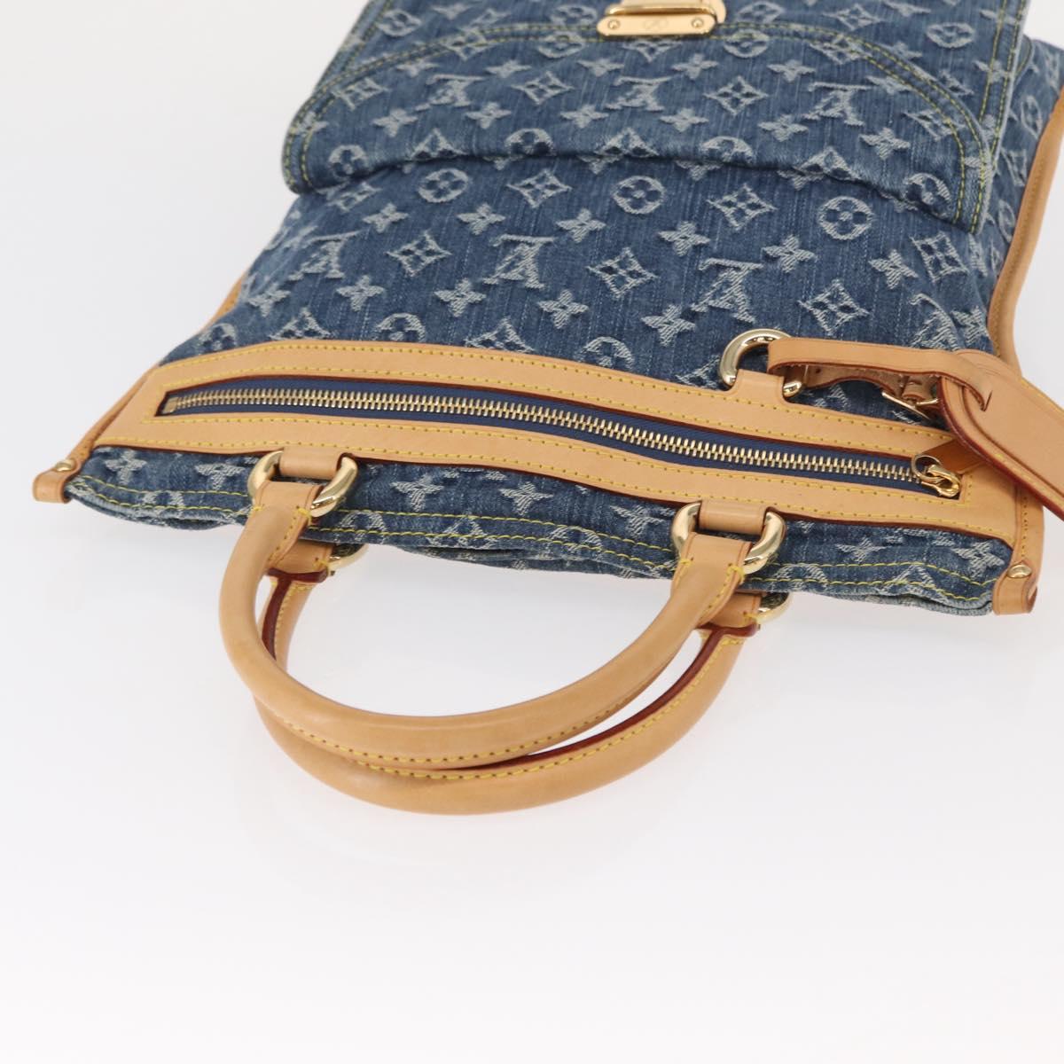 LOUIS VUITTON Monogram Denim Flat Shopper Tote Bag Blue M95018 LV Auth BA8994SAV