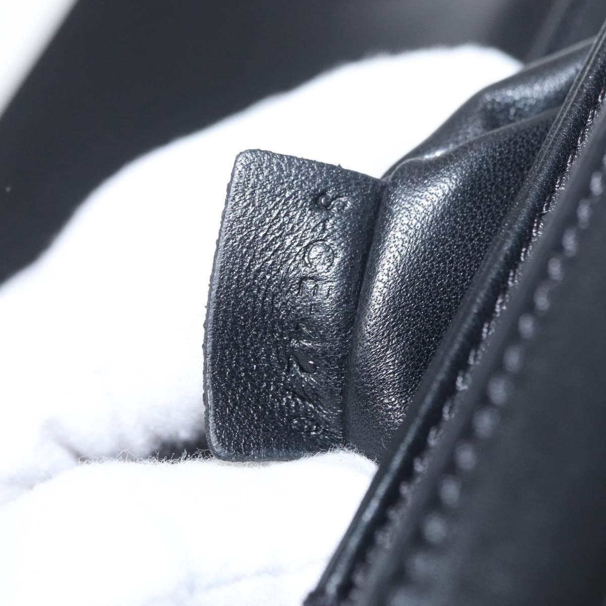 CELINE Teen Triomphe Shoulder Bag Leather Canvas Black White Auth BA8997M