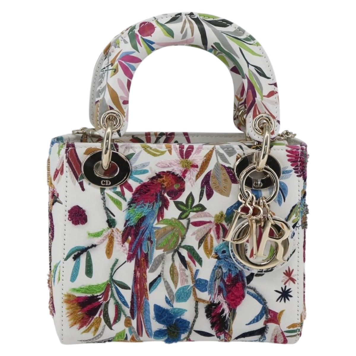 Christian Dior Lady D Joy Hand Bag Leather 2way Multicolor Gold Auth BA8998SM