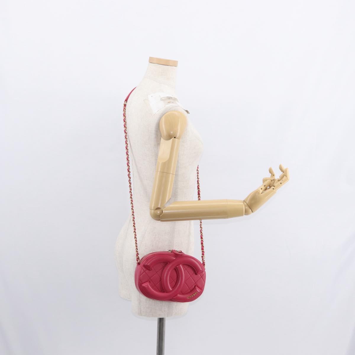 CHANEL Matelasse Chain Big Coco Camera Bag Bag Lamb Skin Pink CC Auth BA8999SAM