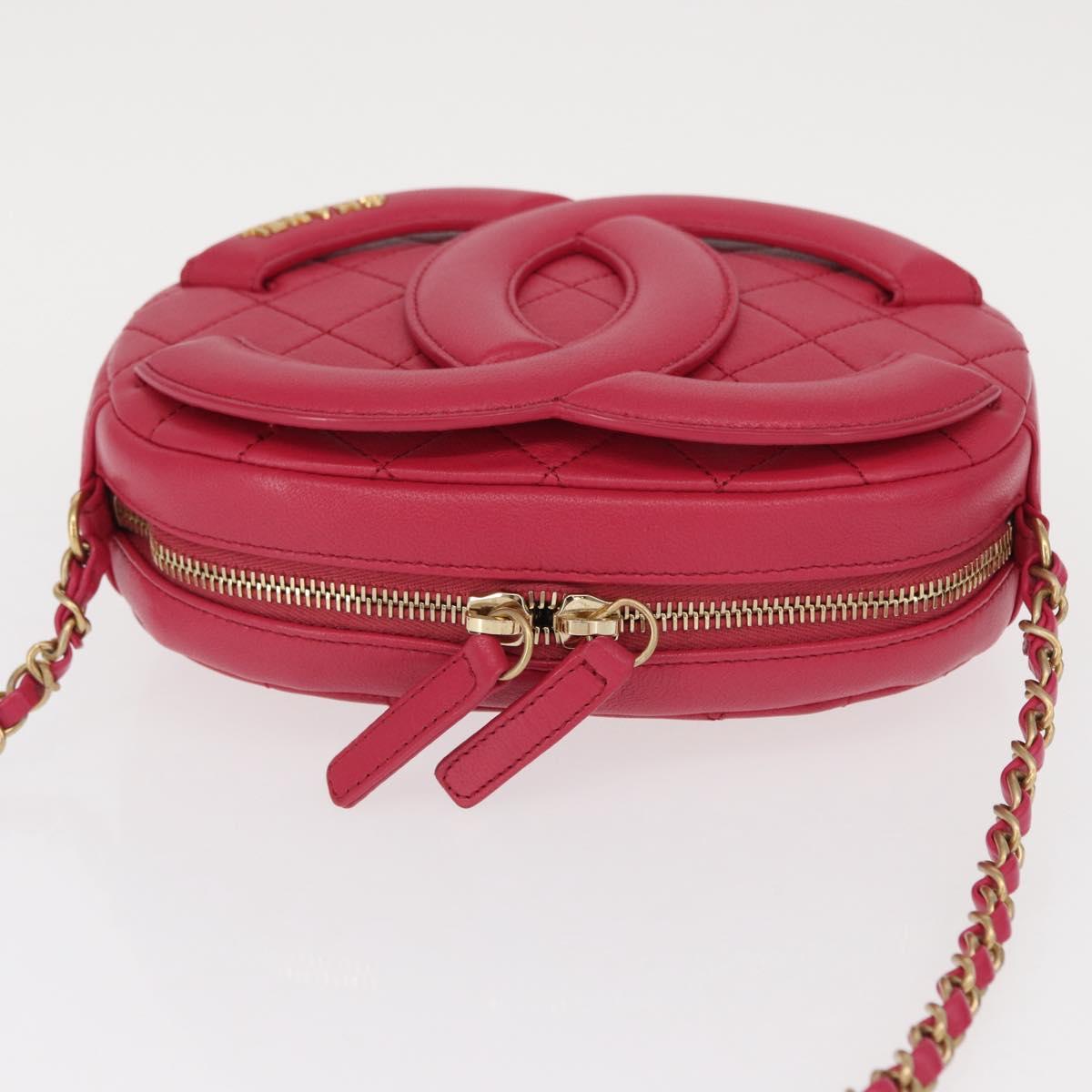 CHANEL Matelasse Chain Big Coco Camera Bag Bag Lamb Skin Pink CC Auth BA8999SAM