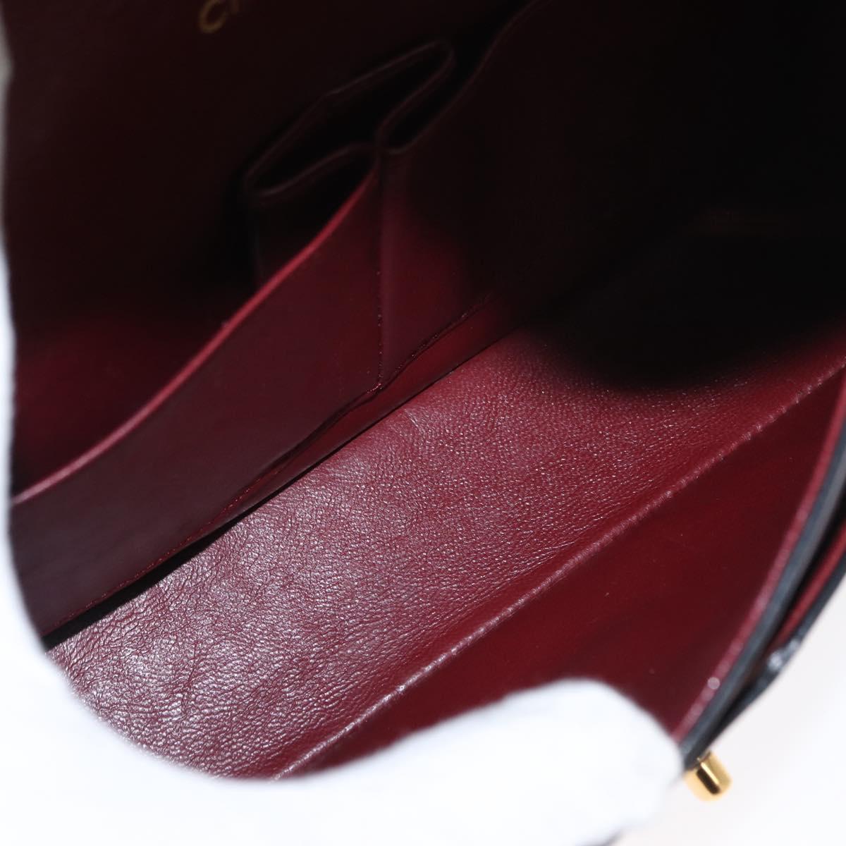 CHANEL Matelasse 25 Double Flap Chain Bag Lamb Skin Black Gold CC Auth BA9001SAM