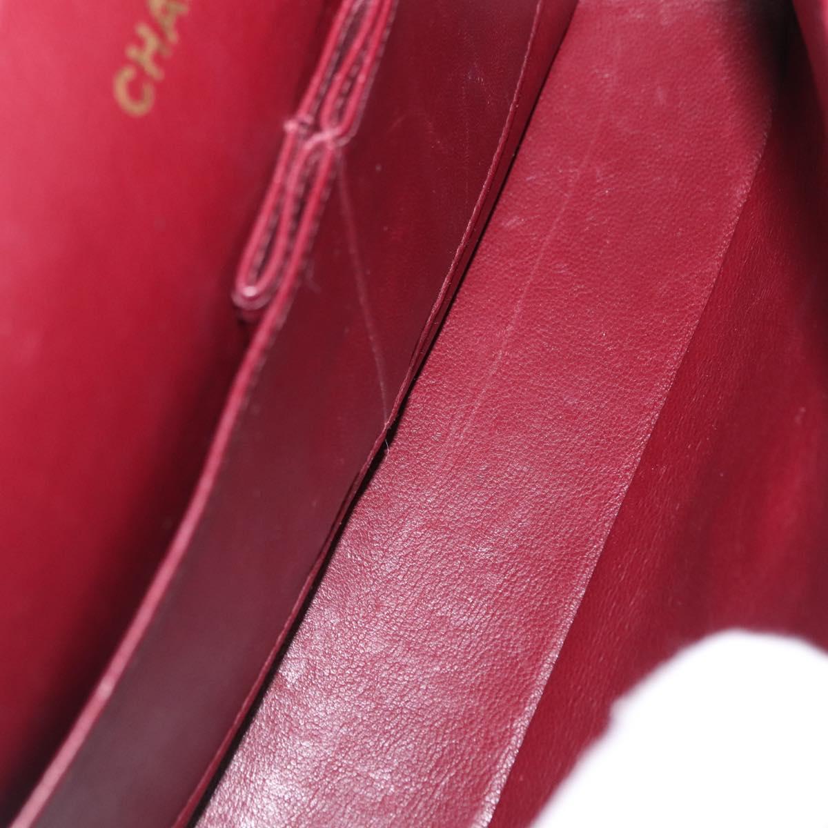 CHANEL Matelasse 25 Double Flap Chain Bag Lamb Skin Black Gold CC Auth BA9003SAV