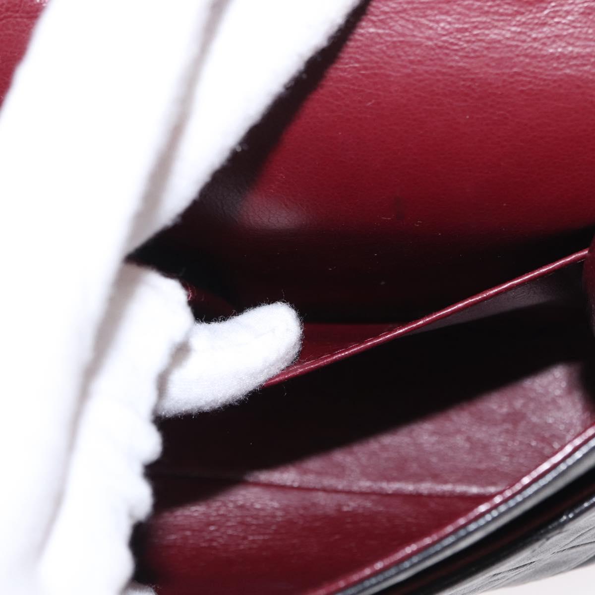 CHANEL Matelasse 25 Double Flap Chain Bag Lamb Skin Black Gold CC Auth BA9003SAV