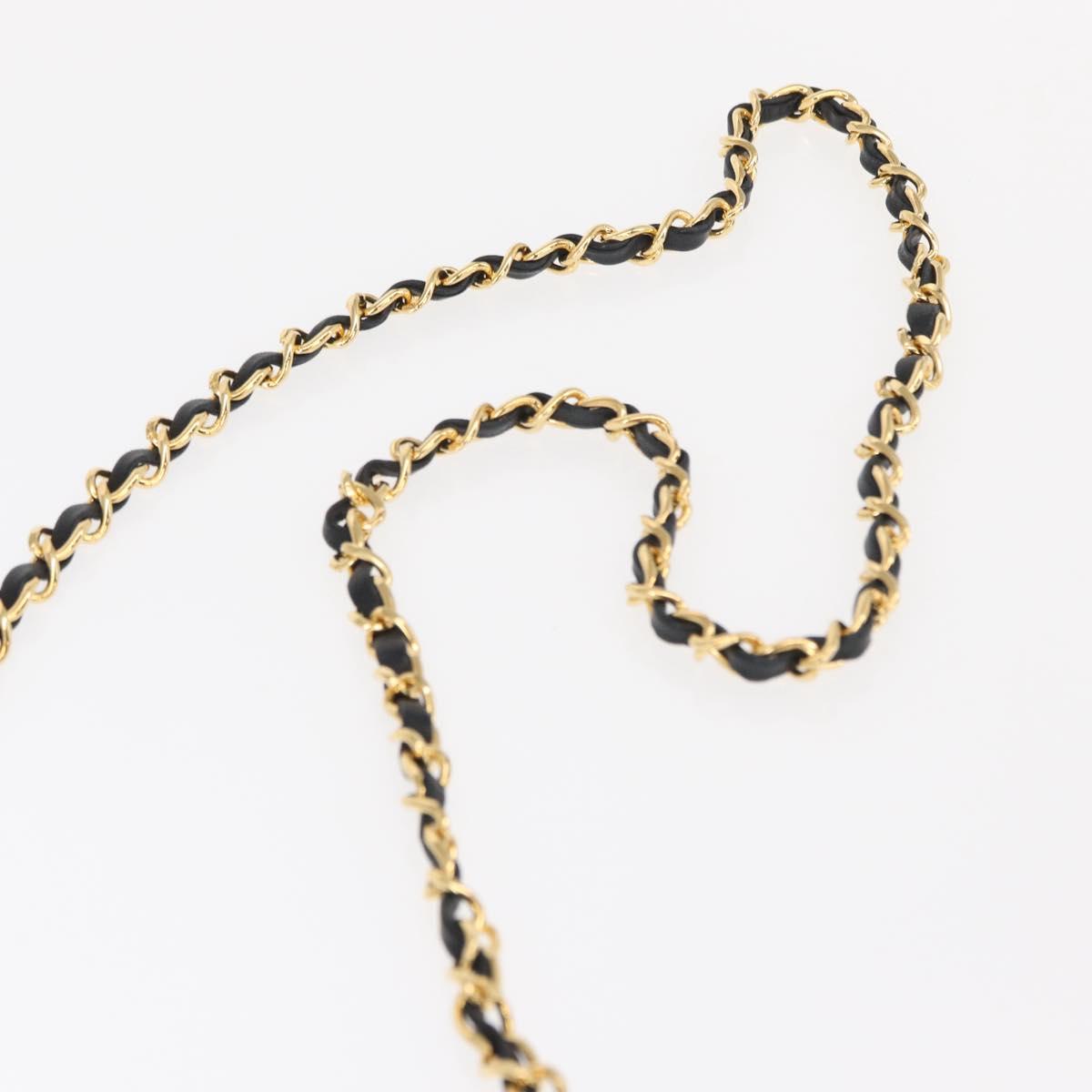 CHANEL Mini Matelasse 17 Chain Bag Lamb Skin Black Gold CC Auth BA9004SAM