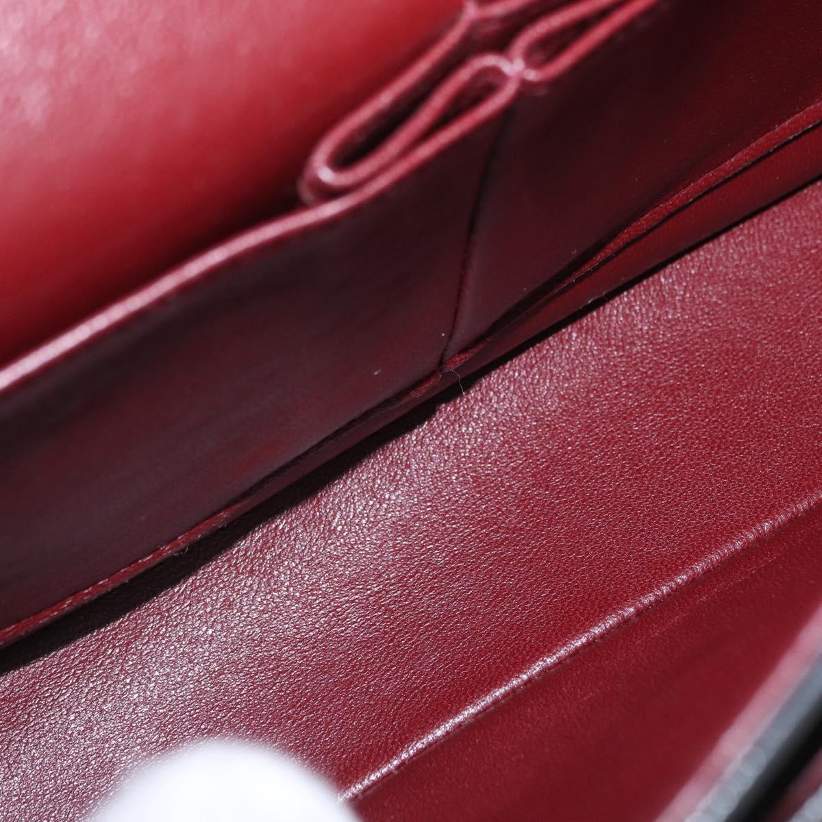 CHANEL Matelasse 25 Double Flap Chain Bag Lamb Skin Black Gold CC Auth BA9005SAM