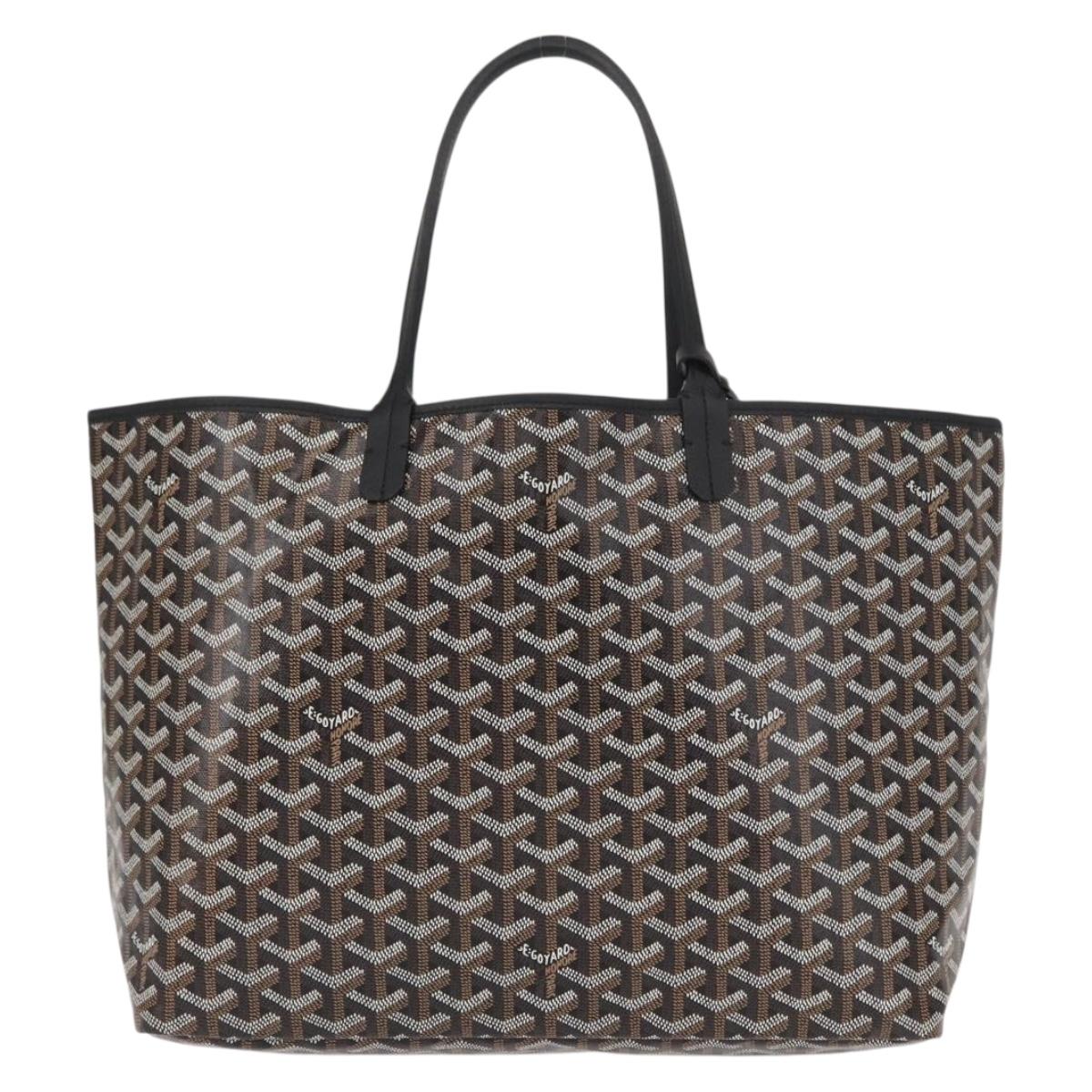 GOYARD Herringbone Saint Louis PM Tote Bag PVC Black Auth BA9007SM
