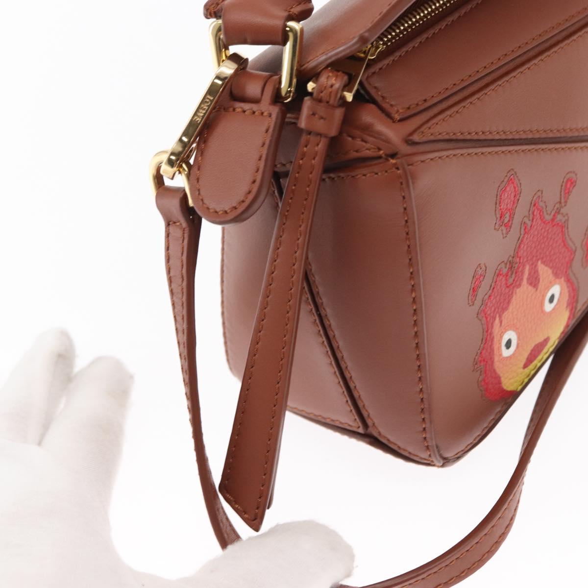 LOEWE Mini Puzzle Loewe x Studio Ghibli Calcifer Bag 2way Brown Auth BA9009SM