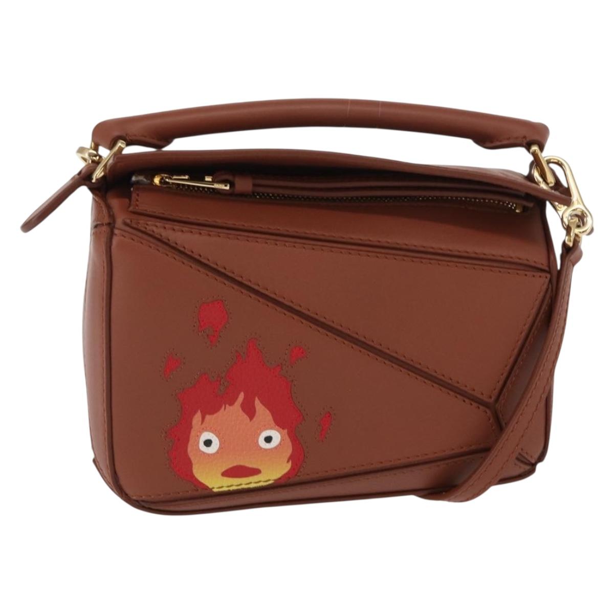 LOEWE Mini Puzzle Loewe x Studio Ghibli Calcifer Bag 2way Brown Auth BA9009SM