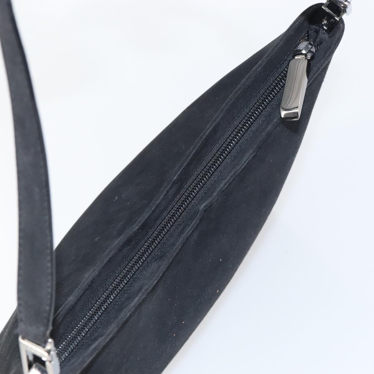 Salvatore Ferragamo Vala Shoulder Bag Suede Black Gold Auth BA9014