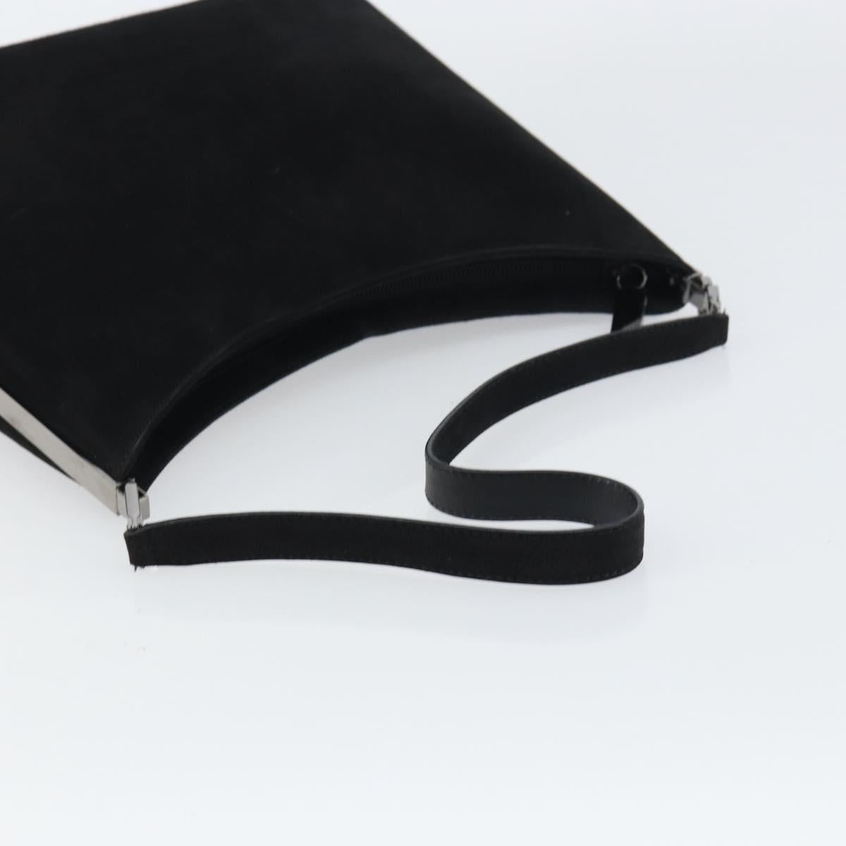 Salvatore Ferragamo Vala Shoulder Bag Suede Black Gold Auth BA9014