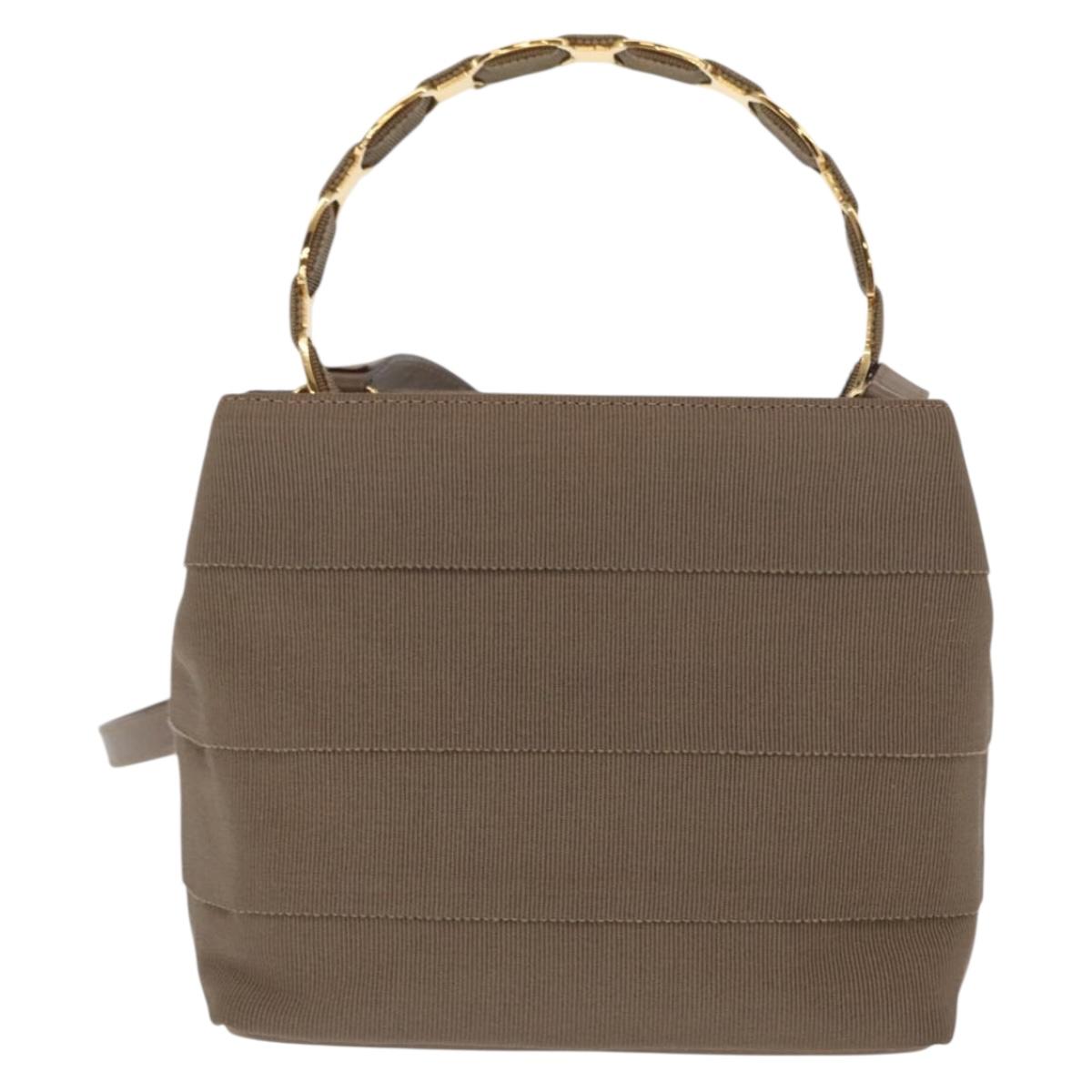 Salvatore Ferragamo Vala Hand Bag Canvas 2way Beige Gold Auth BA9015