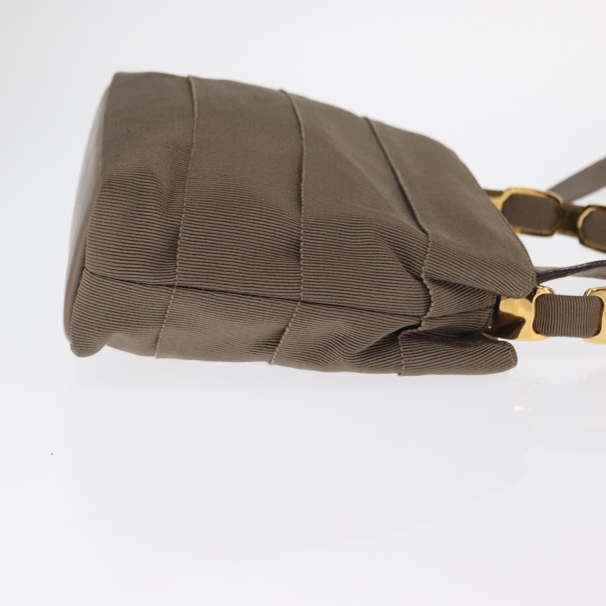 Salvatore Ferragamo Vala Hand Bag Canvas 2way Beige Gold Auth BA9015