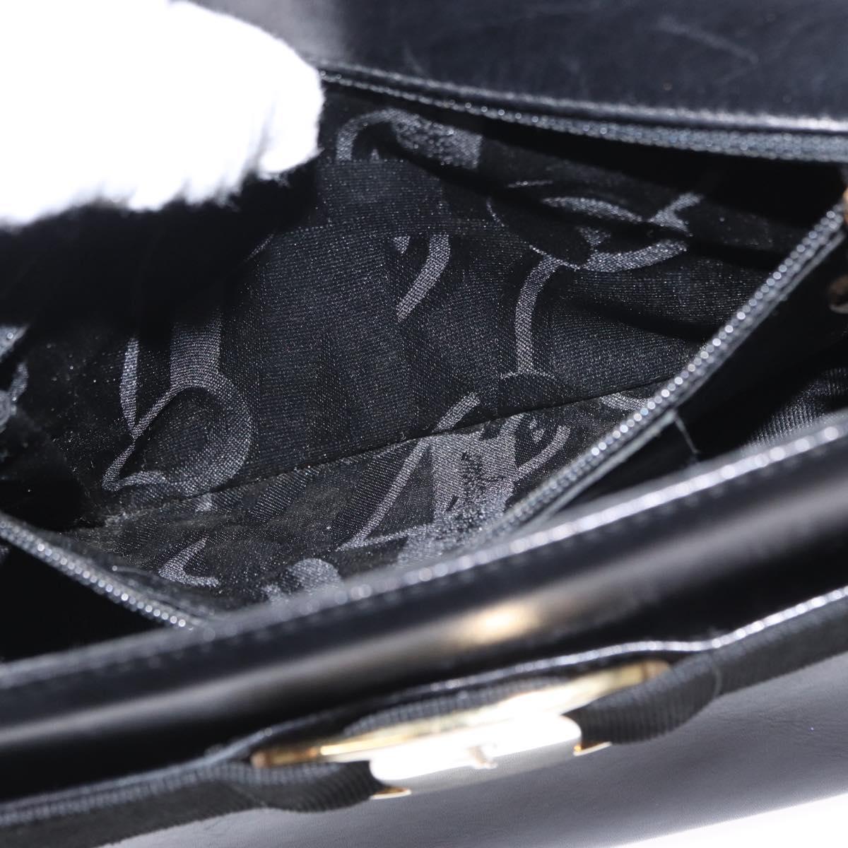 Salvatore Ferragamo Vala Shoulder Bag Leather Black Gold Auth BA9016