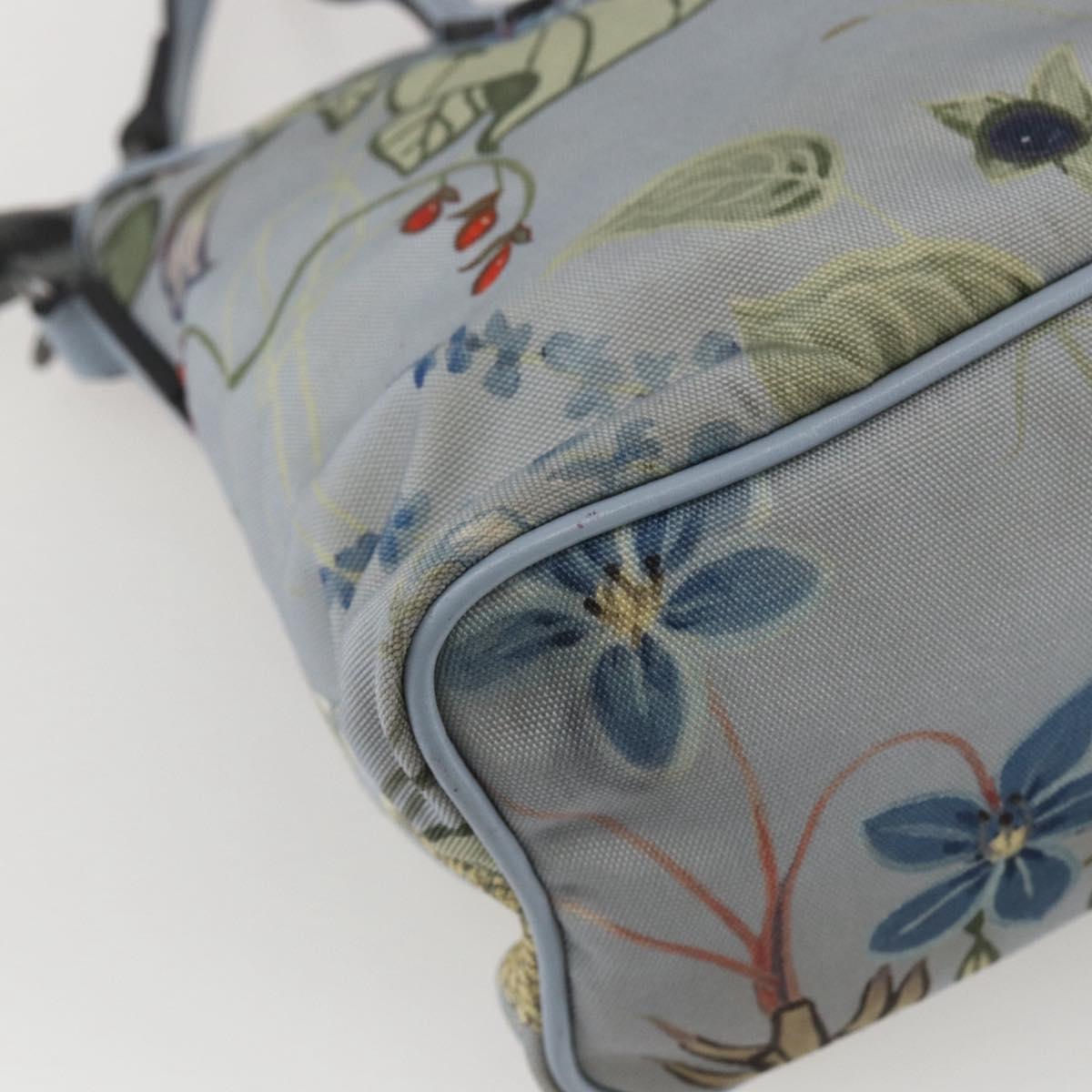 GUCCI Botanical Tote Bag Canvas 2way Blue Silver 353440 Auth BA9018