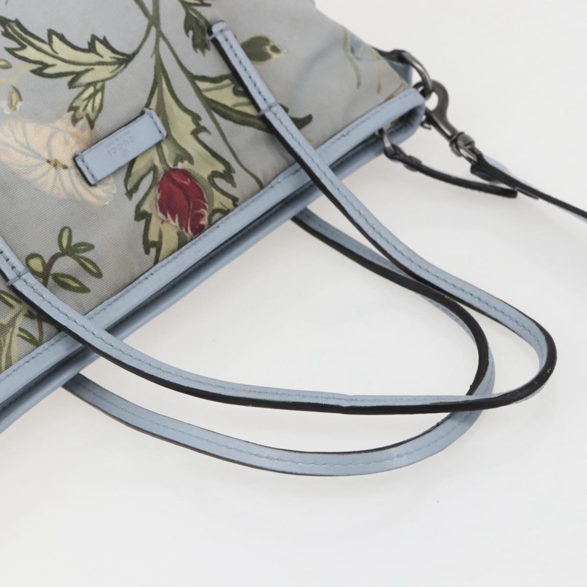 GUCCI Botanical Tote Bag Canvas 2way Blue Silver 353440 Auth BA9018