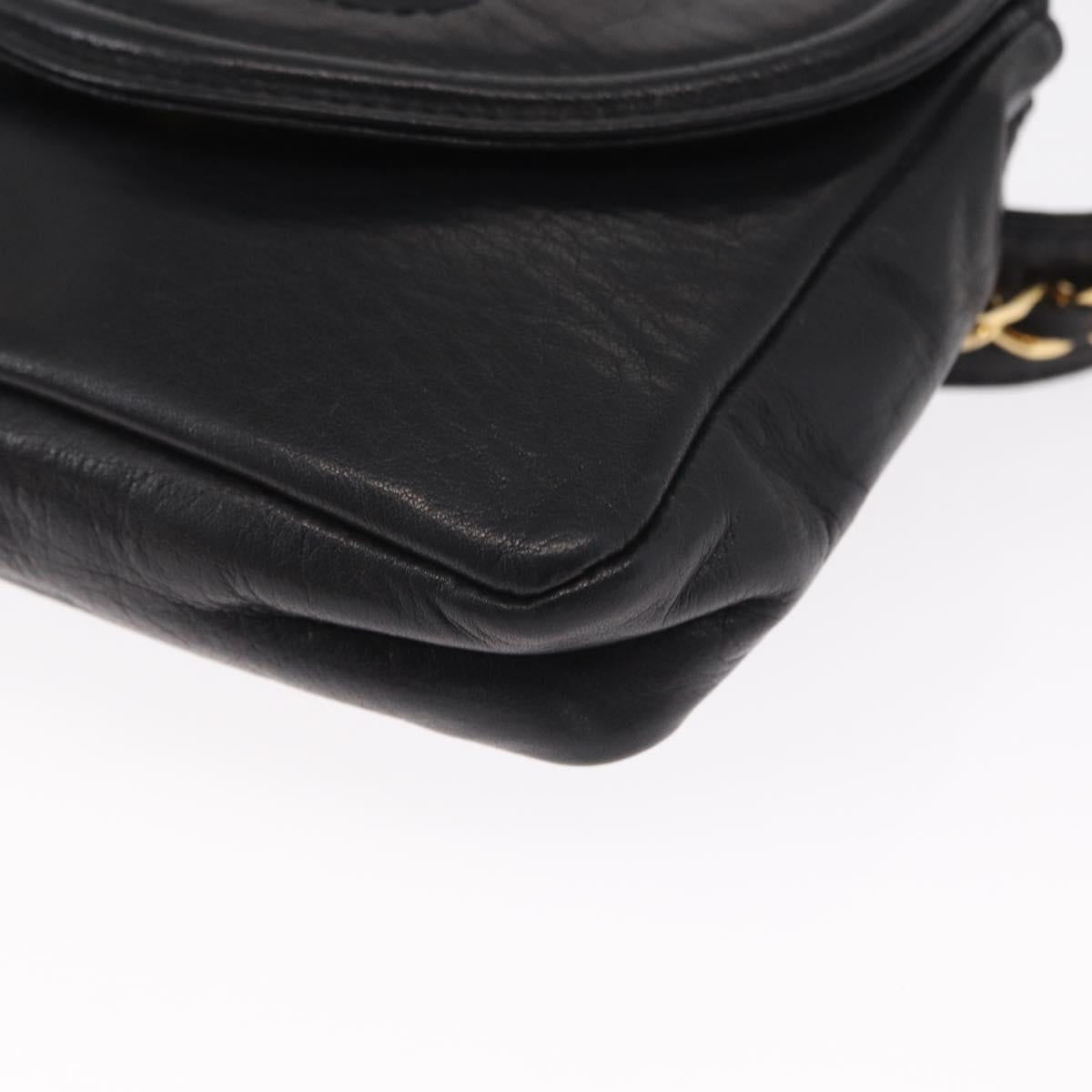 CHANEL Waist bag Lamb Skin Black Gold CC Auth BA9020