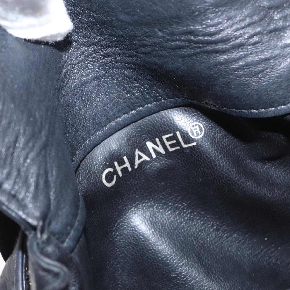 CHANEL Waist bag Lamb Skin Black Gold CC Auth BA9020