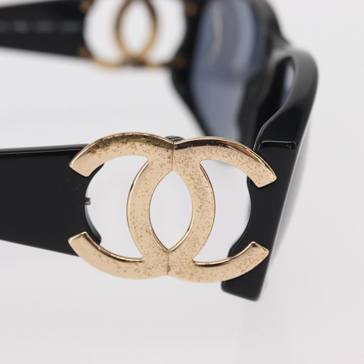 CHANEL Sunglasses plastic Black CC Auth BA9021