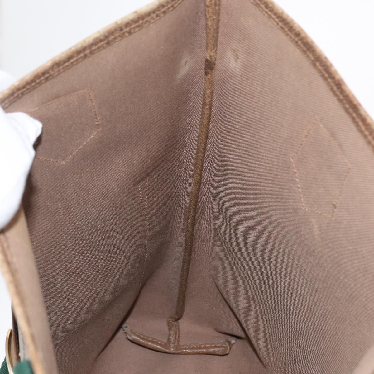 GUCCI GG Plus Supreme Web Sherry Line Tote Bag PVC Beige Gold Auth BA9029