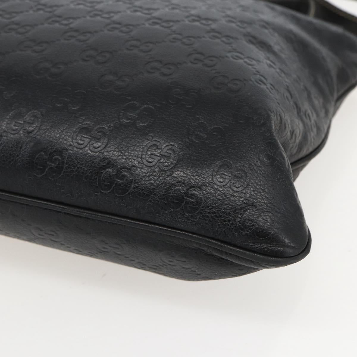 GUCCI GG Canvas Guccissima Shoulder Bag Leather Black Gold 201446 Auth BA9030