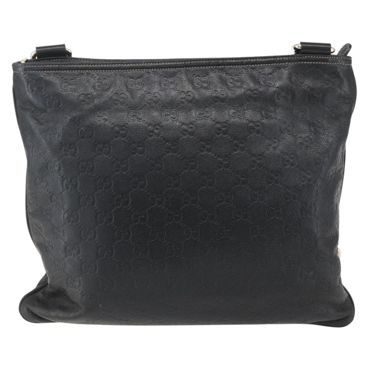 GUCCI GG Canvas Guccissima Shoulder Bag Leather Black Gold 201446 Auth BA9030
