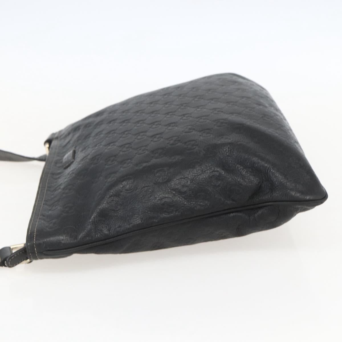 GUCCI GG Canvas Guccissima Shoulder Bag Leather Black Gold 201446 Auth BA9030