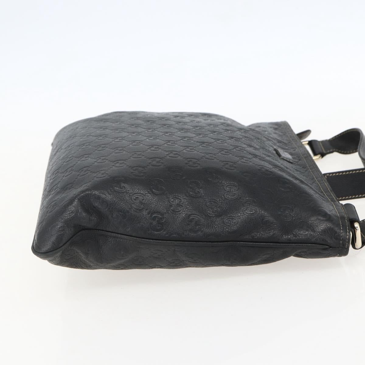 GUCCI GG Canvas Guccissima Shoulder Bag Leather Black Gold 201446 Auth BA9030