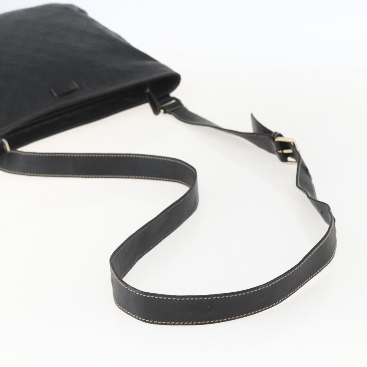 GUCCI GG Canvas Guccissima Shoulder Bag Leather Black Gold 201446 Auth BA9030