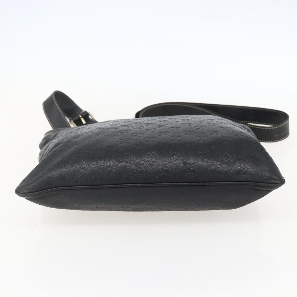 GUCCI GG Canvas Guccissima Shoulder Bag Leather Black Gold 201446 Auth BA9030