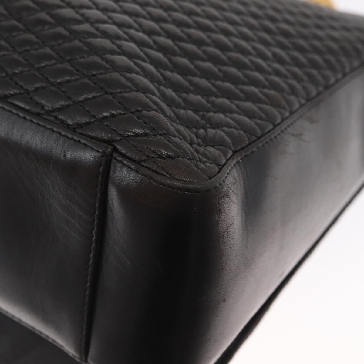 BALLY Shoulder Bag Leather Black Gold Auth BA9031