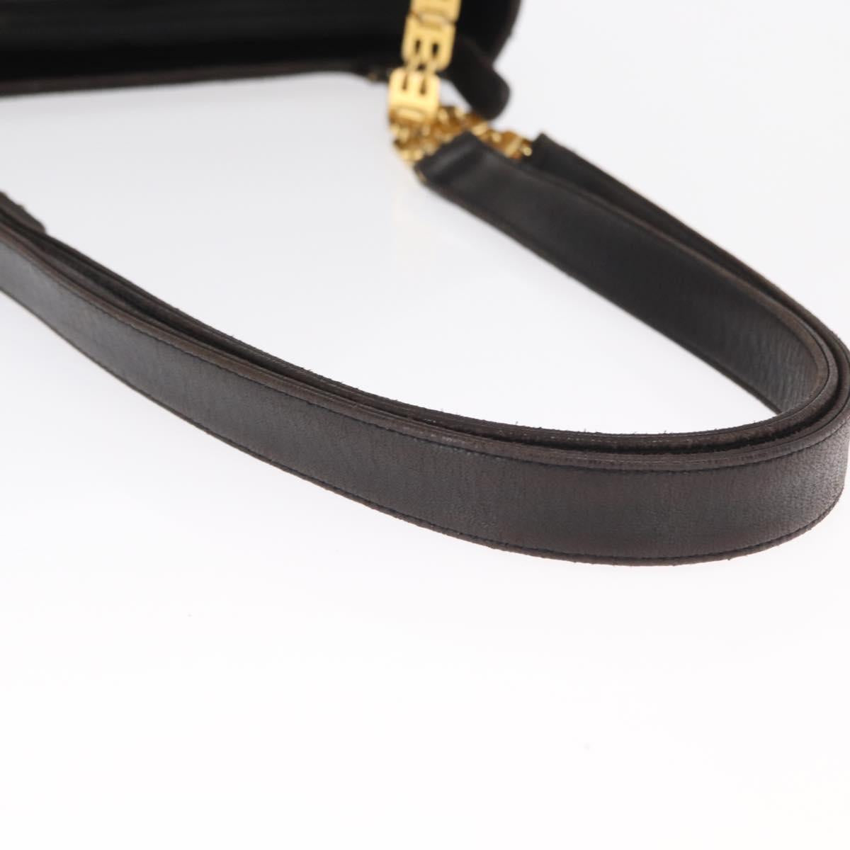 BALLY Shoulder Bag Leather Black Gold Auth BA9031